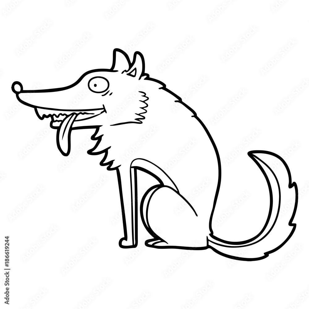 Naklejka premium hungry cartoon wolf