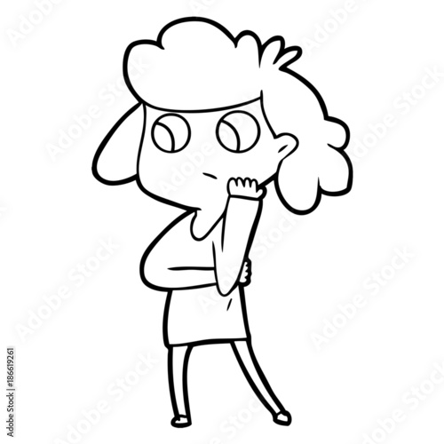 cartoon unsure woman
