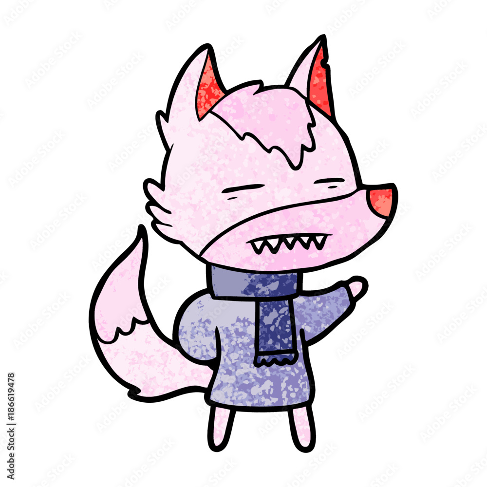 cartoon wolf in winter clothes cartoon wolf in winter clothes