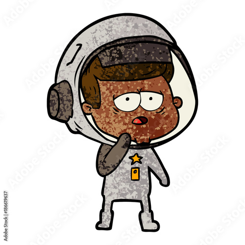 cartoon tired astronaut