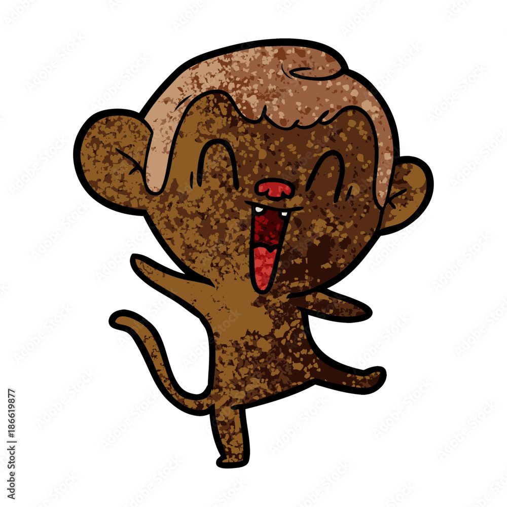 Fototapeta premium cartoon laughing monkey