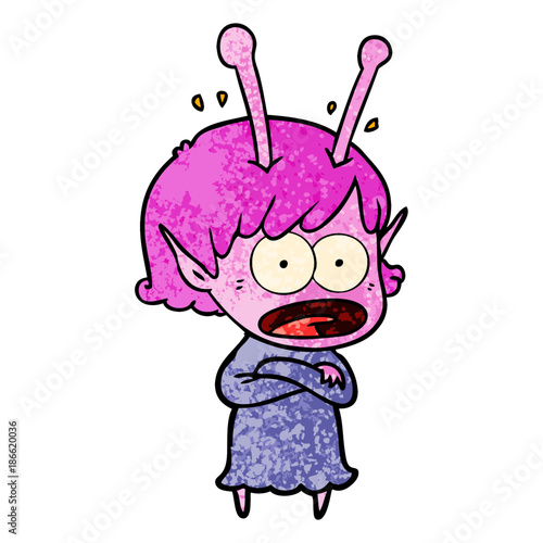 cartoon shocked alien girl