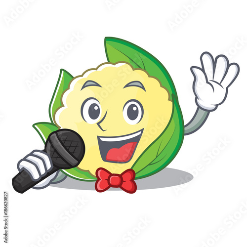 Singing cauliflower character cartoon style