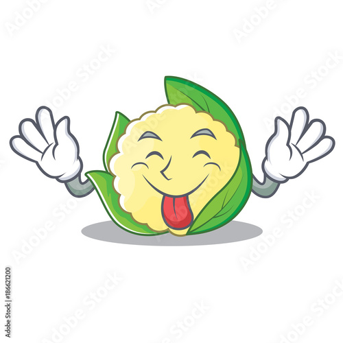 Tongue out cauliflower character cartoon style
