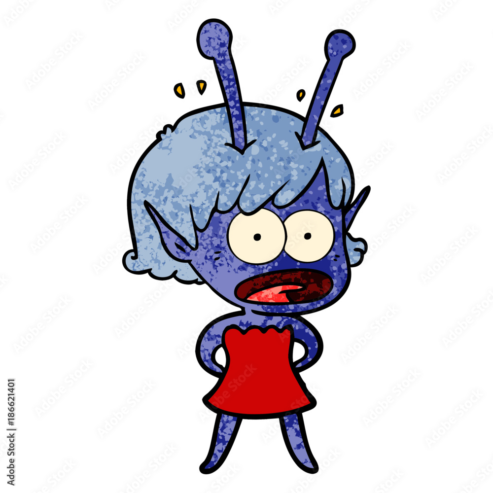 cartoon shocked alien girl cartoon shocked alien girl