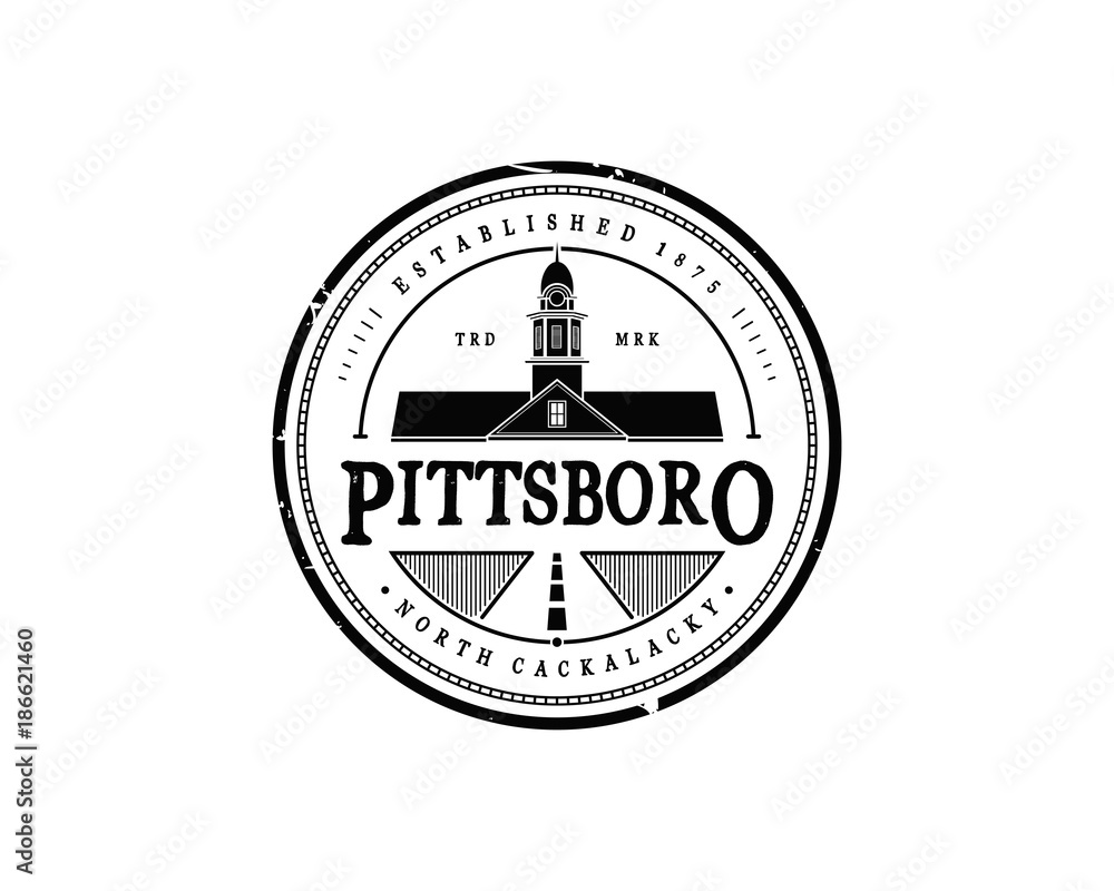 Obraz premium Pittsboro Building Monument with Road Vintage Logo Circle 
