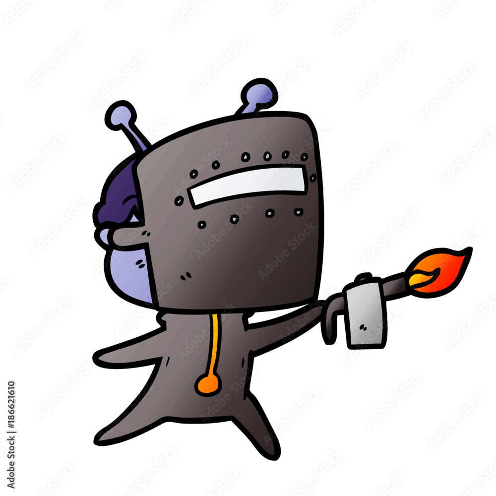 Obraz premium friendly cartoon spaceman welding