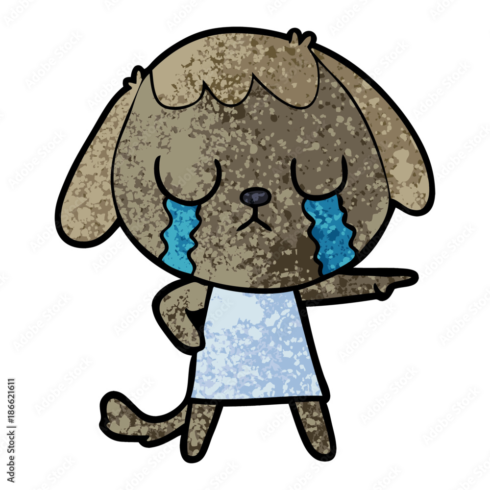 cute cartoon dog crying