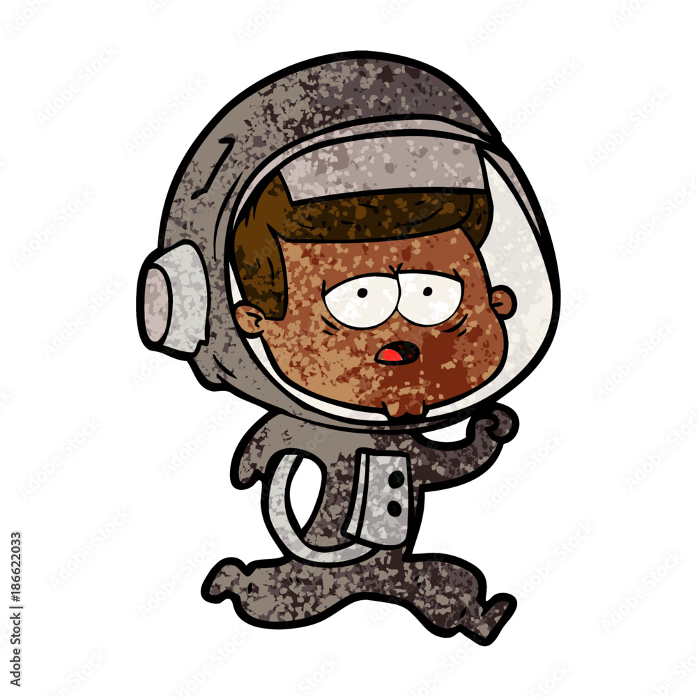 cartoon tired astronaut