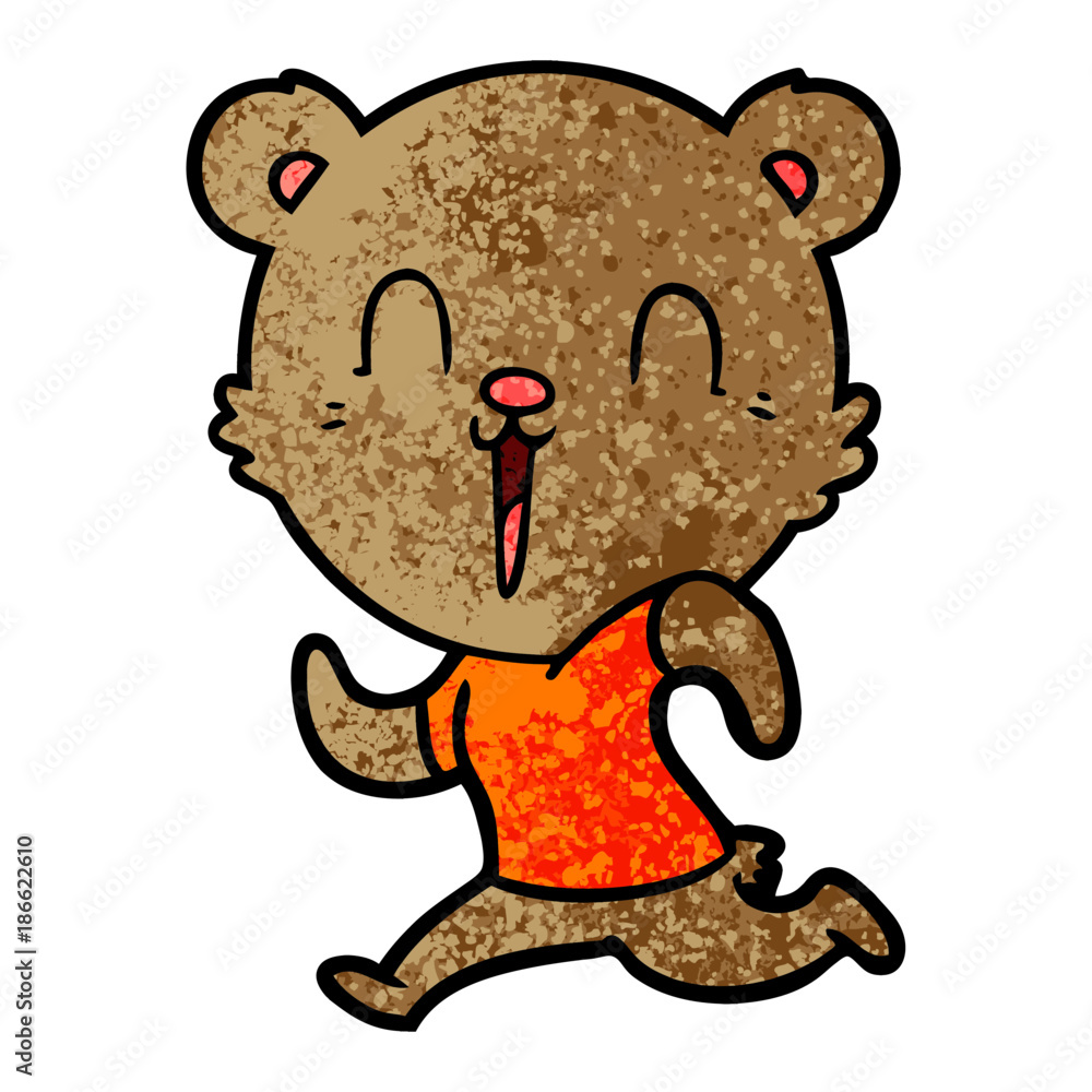 happy cartoon bear running happy cartoon bear running