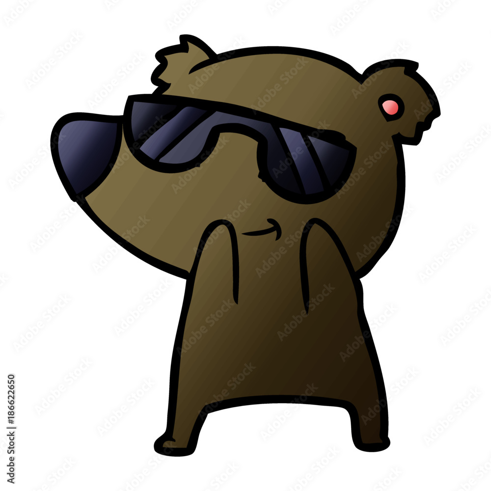 Obraz premium cute cartoon bear wearing sunglasses