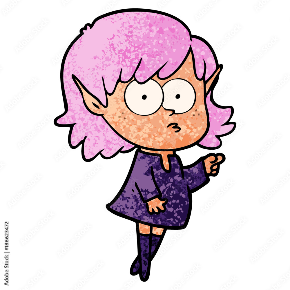 Fototapeta premium cartoon elf girl pointing