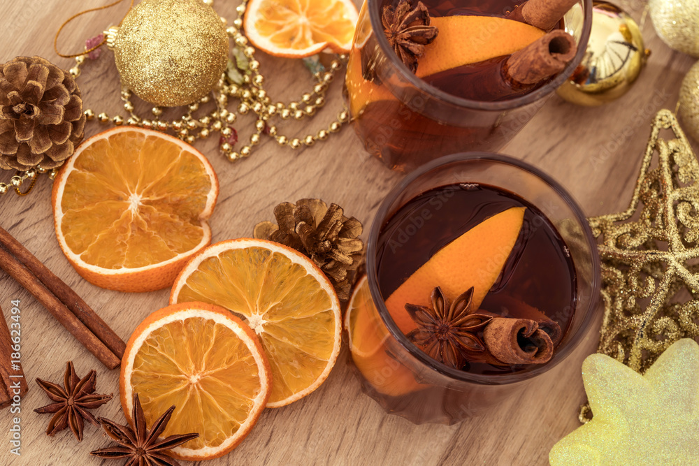 the Mulled wine in night celebration of New Year party and delicious Christmas drink for autumn and winter season the Mulled wine in night celebration of New Year party and delicious Christmas drink for autumn and winter season