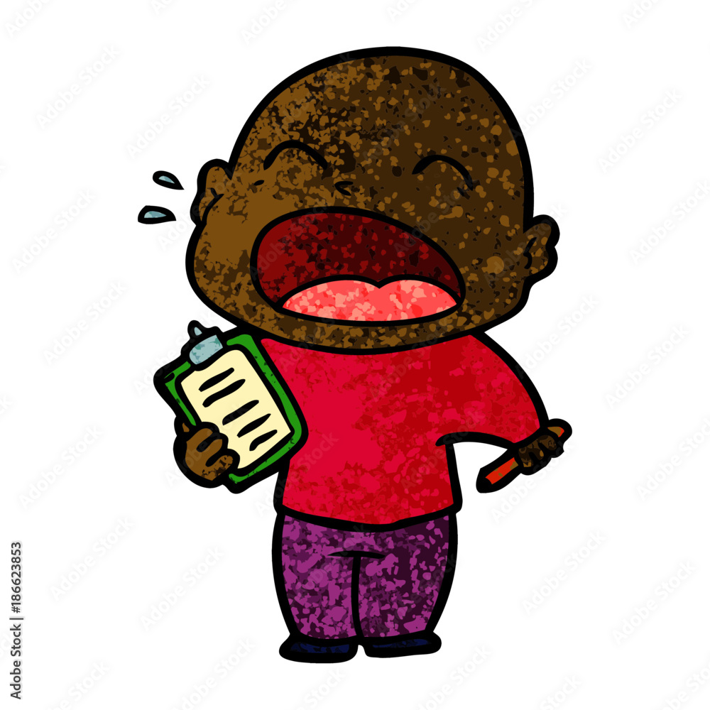 Obraz premium cartoon shouting bald man