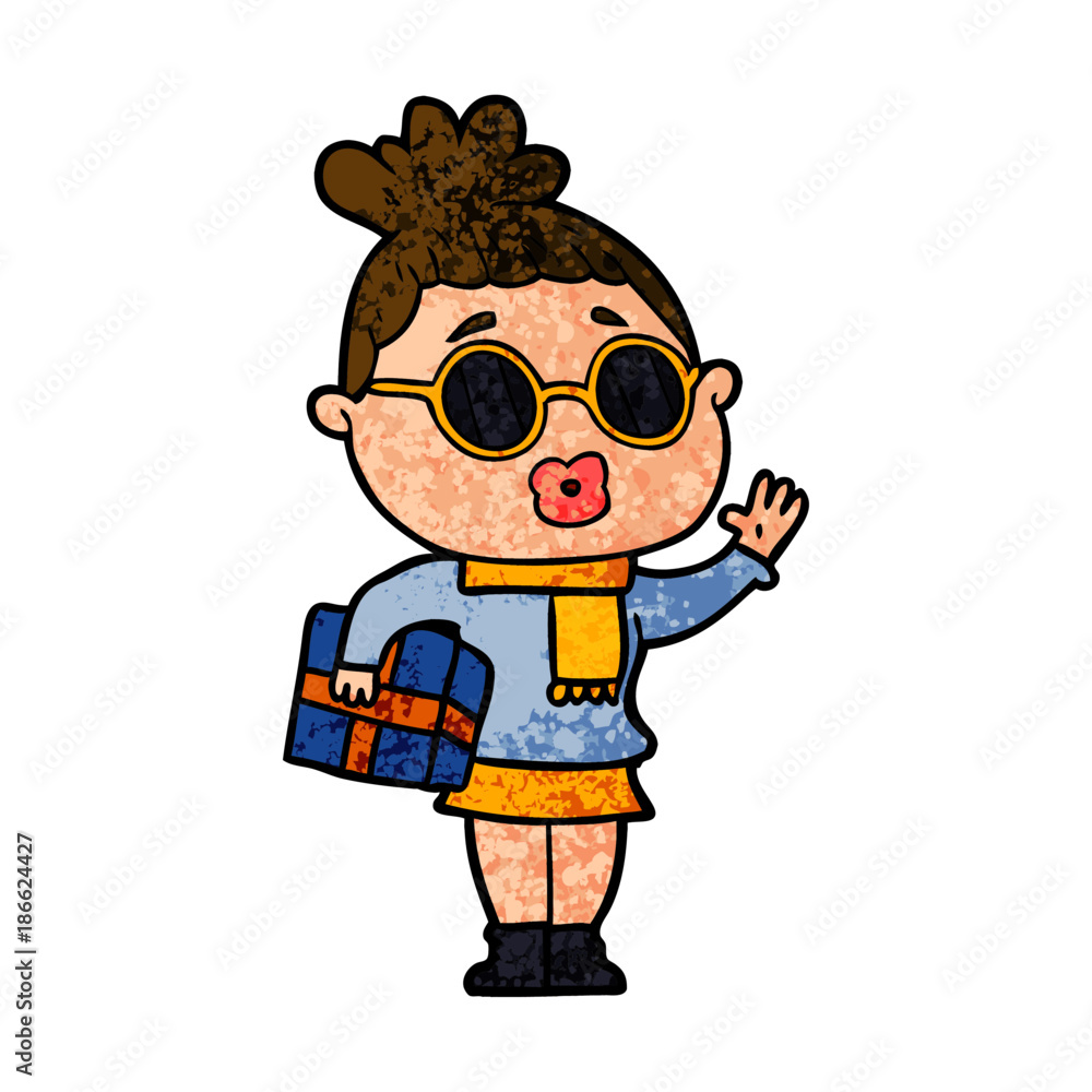 cartoon woman wearing sunglasses cartoon woman wearing sunglasses
