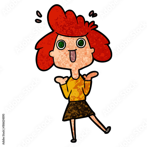 cartoon excited woman