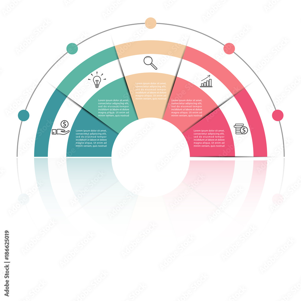 Vector infographic template with 3D paper label, integrated circles. Business concept with options. For content, diagram, flowchart, steps, parts, timeline infographics, workflow layout, chart Vector infographic template with 3D paper label, integrated circles. Business concept with options. For content, diagram, flowchart, steps, parts, timeline infographics, workflow layout, chart