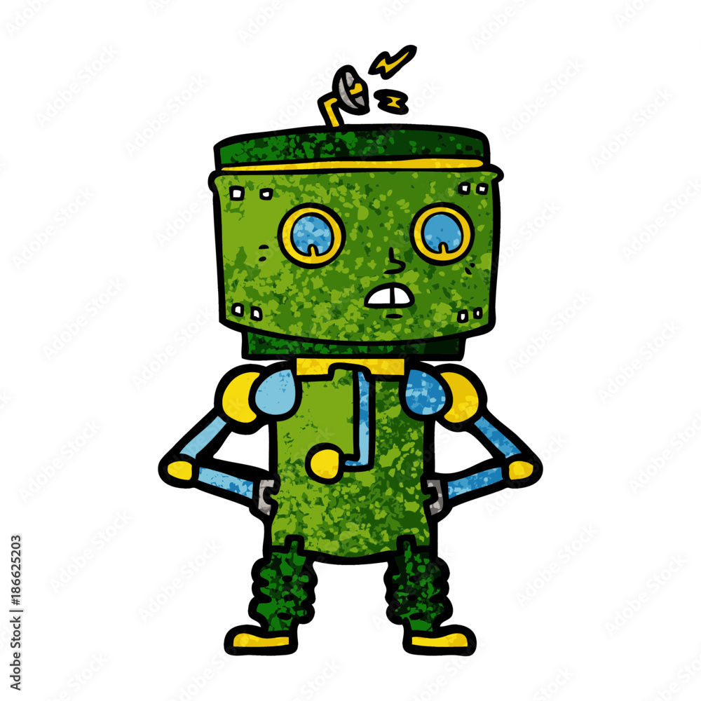 cartoon robot with hands on hips cartoon robot with hands on hips