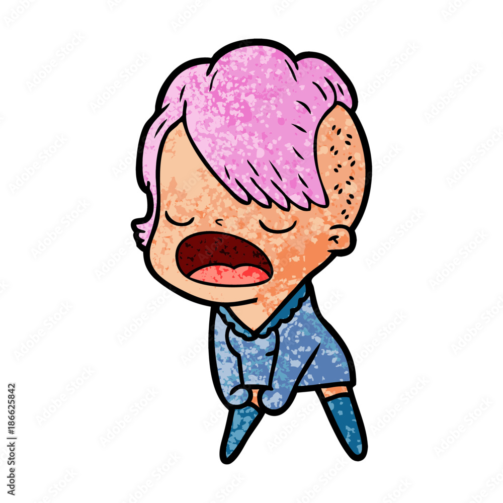 Obraz premium cartoon cool hipster girl talking