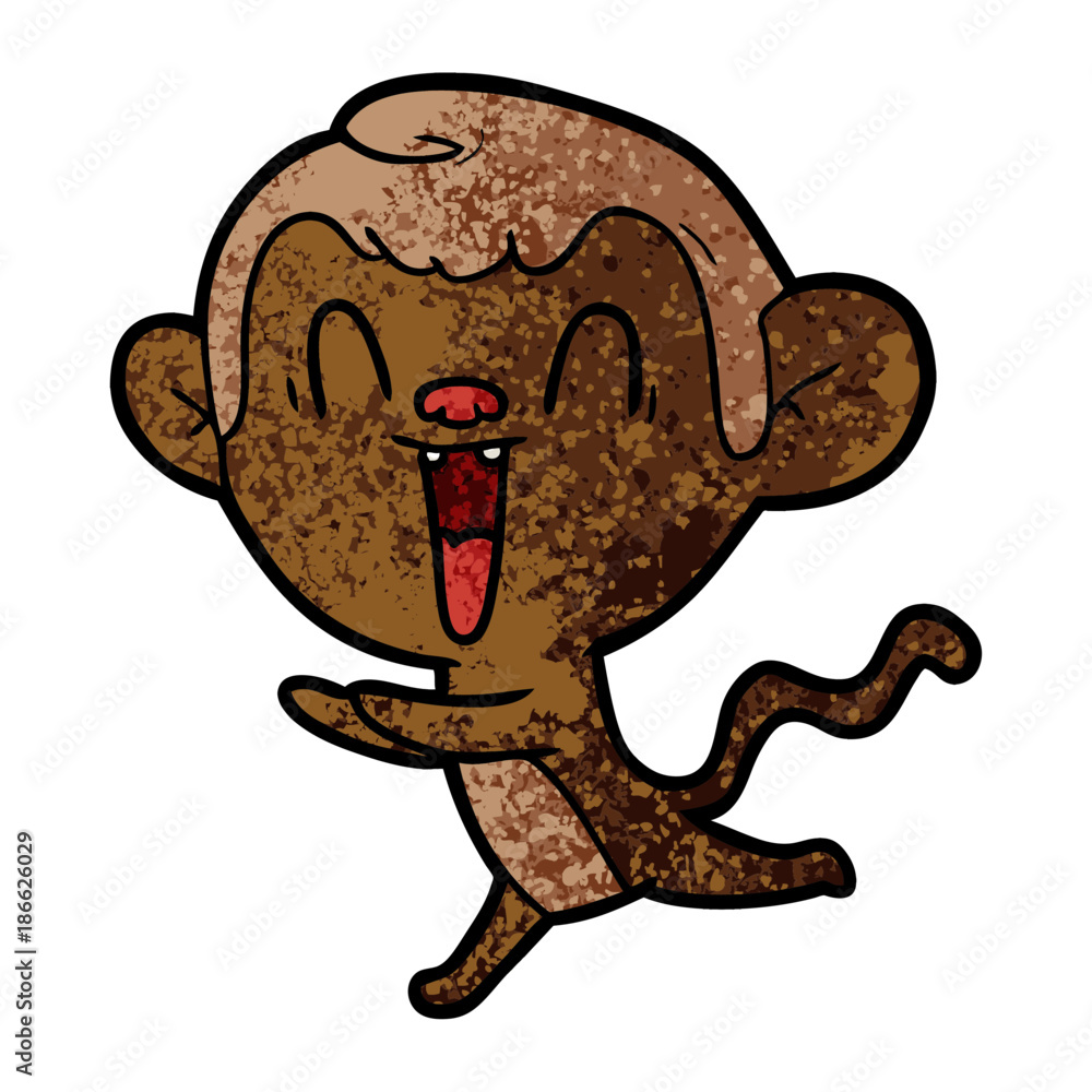 Obraz premium cartoon laughing monkey