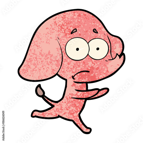 cartoon unsure elephant running away