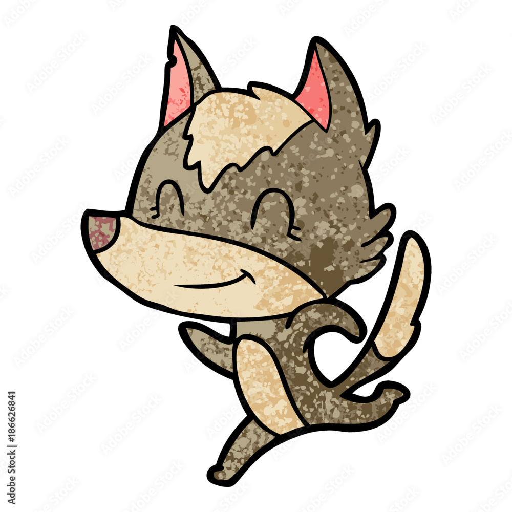 friendly cartoon wolf running friendly cartoon wolf running