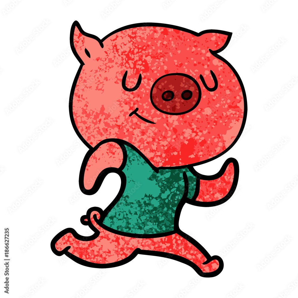 happy cartoon pig running happy cartoon pig running