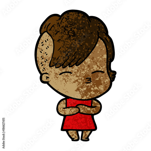 cartoon squinting girl