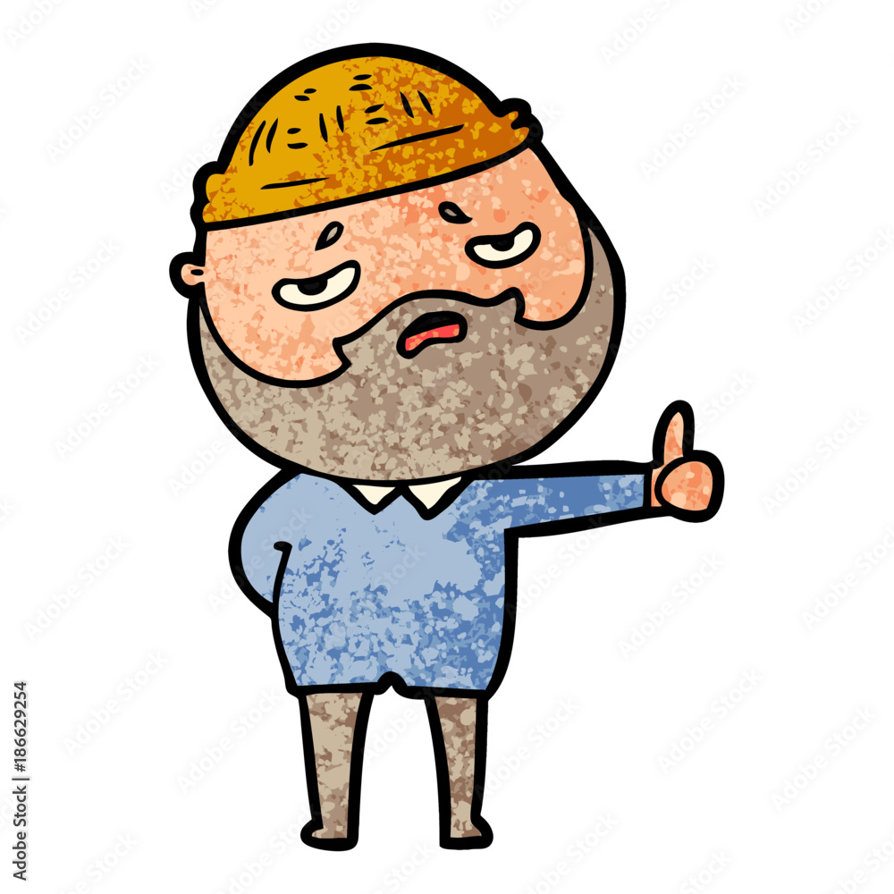 cartoon worried man with beard