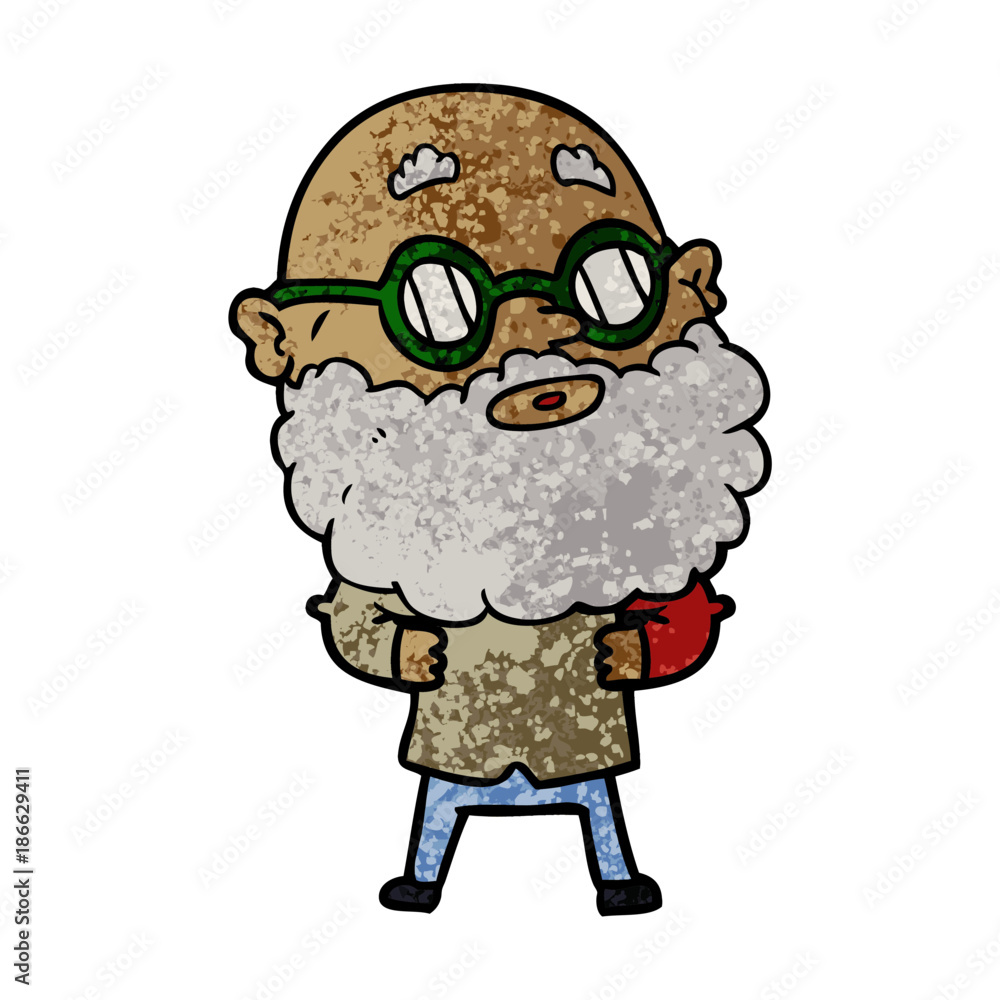 cartoon curious man with beard and glasses cartoon curious man with beard and glasses