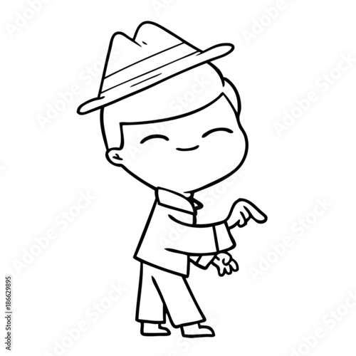 cartoon smiling boy pointing