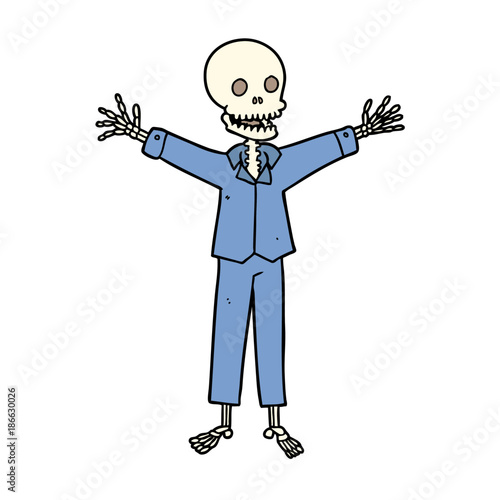 cartoon skeleton wearing pajamas