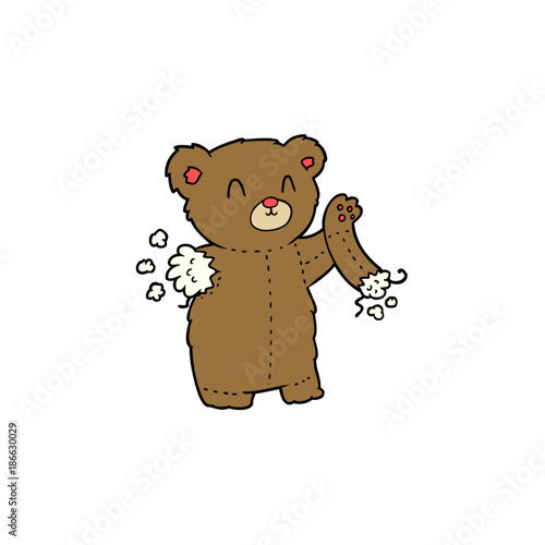 cartoon teddy bear with torn arm