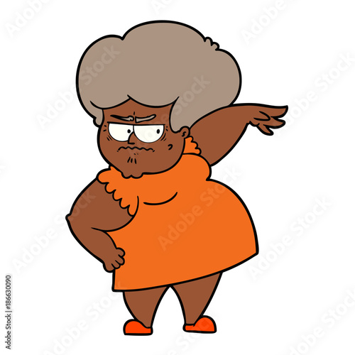 cartoon angry old woman