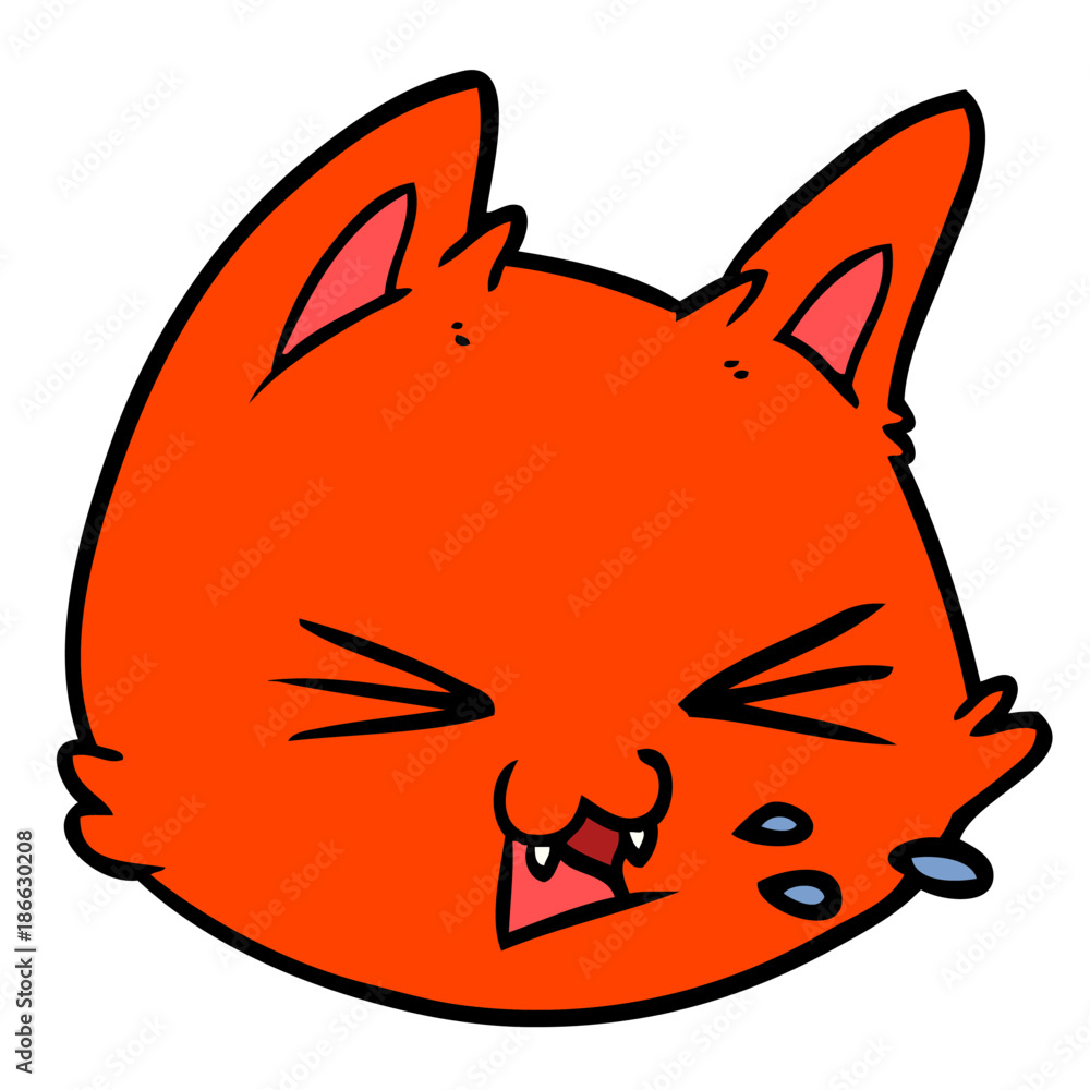 spitting cartoon cat face spitting cartoon cat face