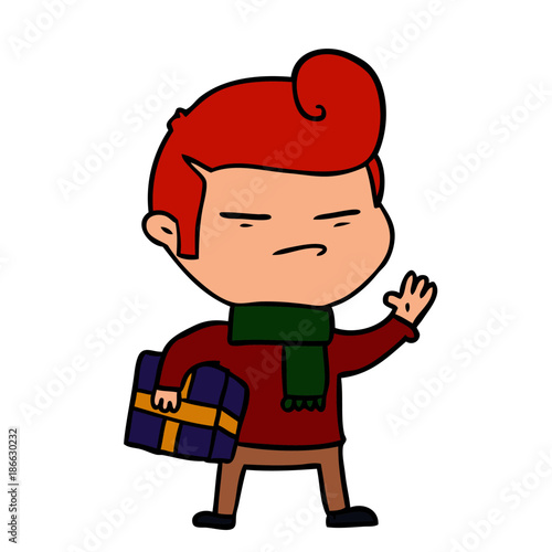 cartoon cool guy with fashion hair cut