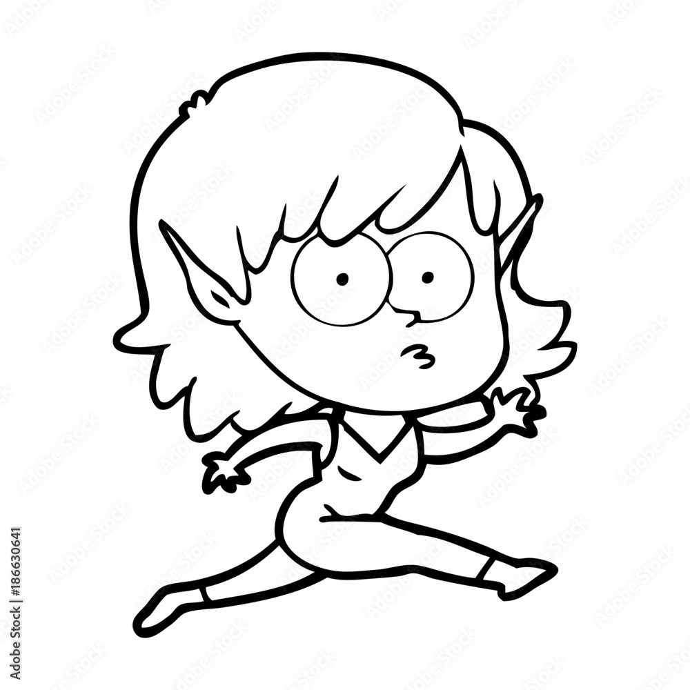 cartoon elf girl running