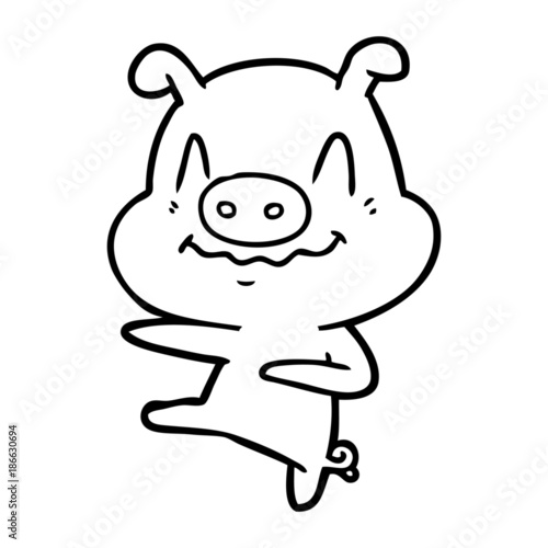 nervous cartoon pig dancing