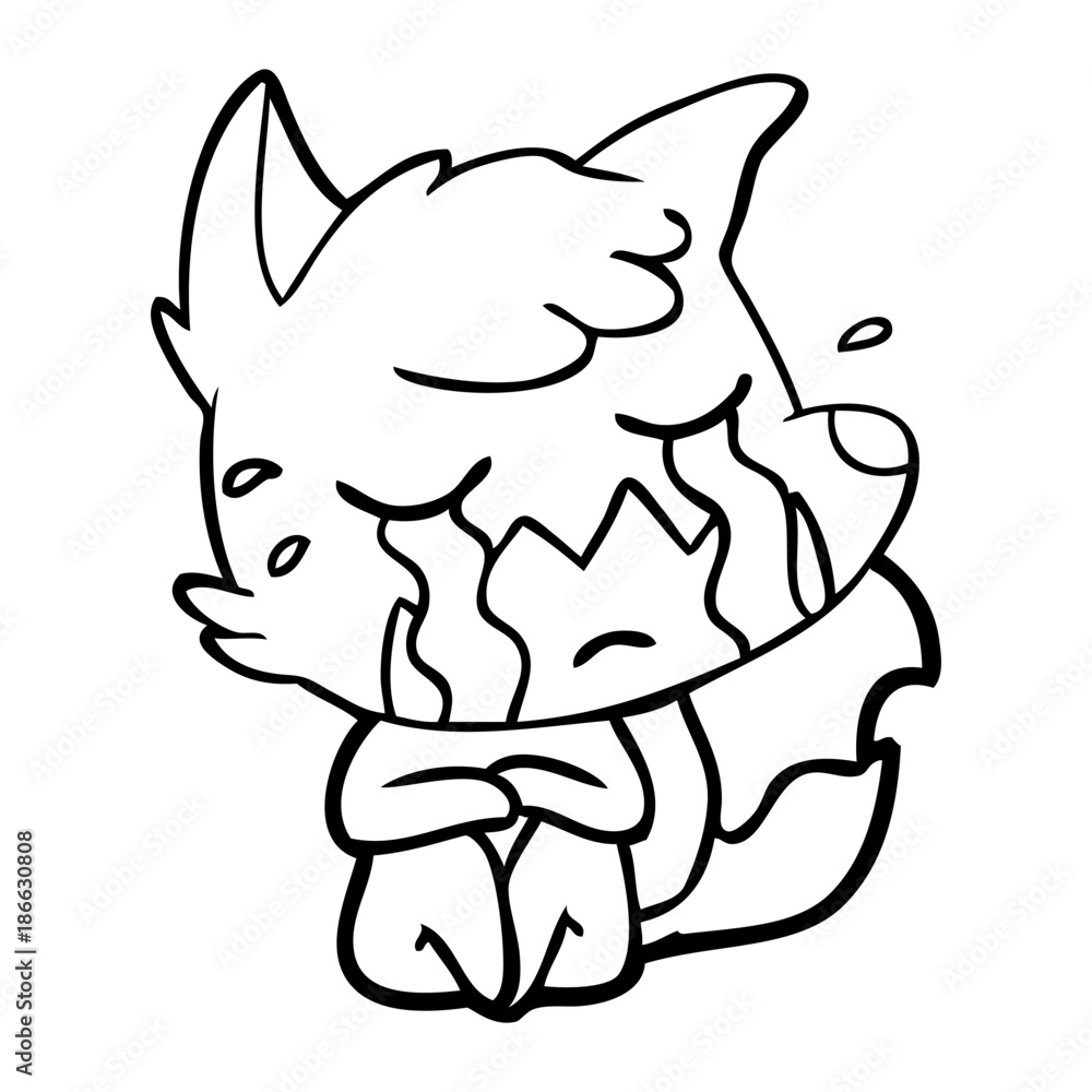 Obraz premium crying fox cartoon