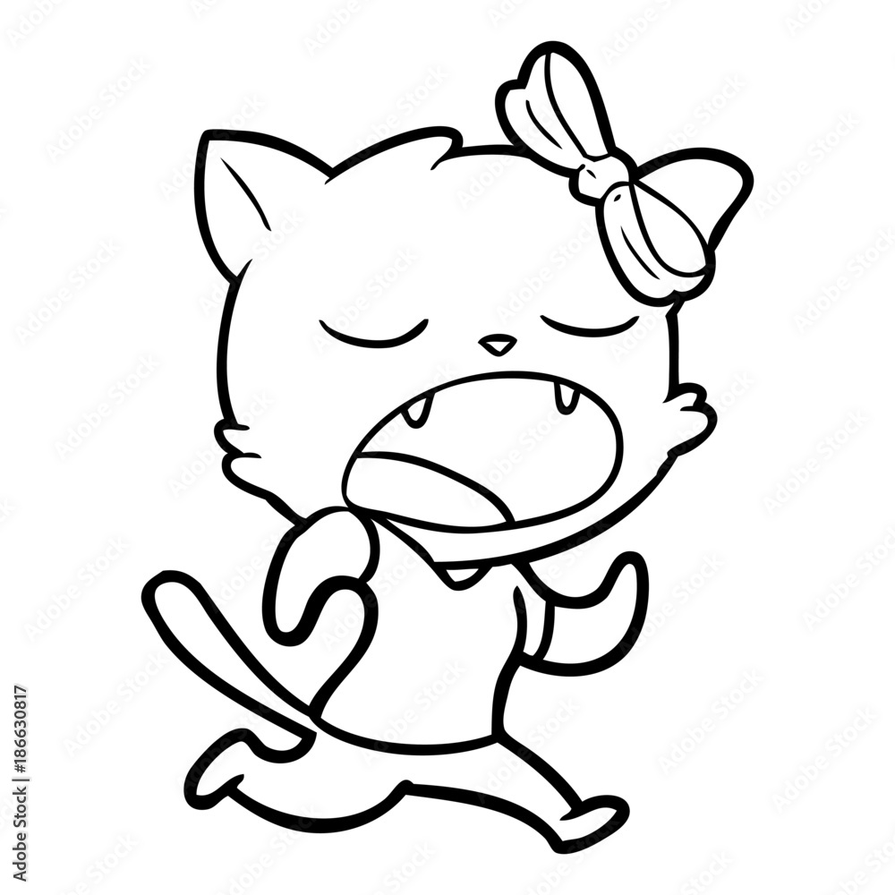 cartoon yawning cat cartoon yawning cat