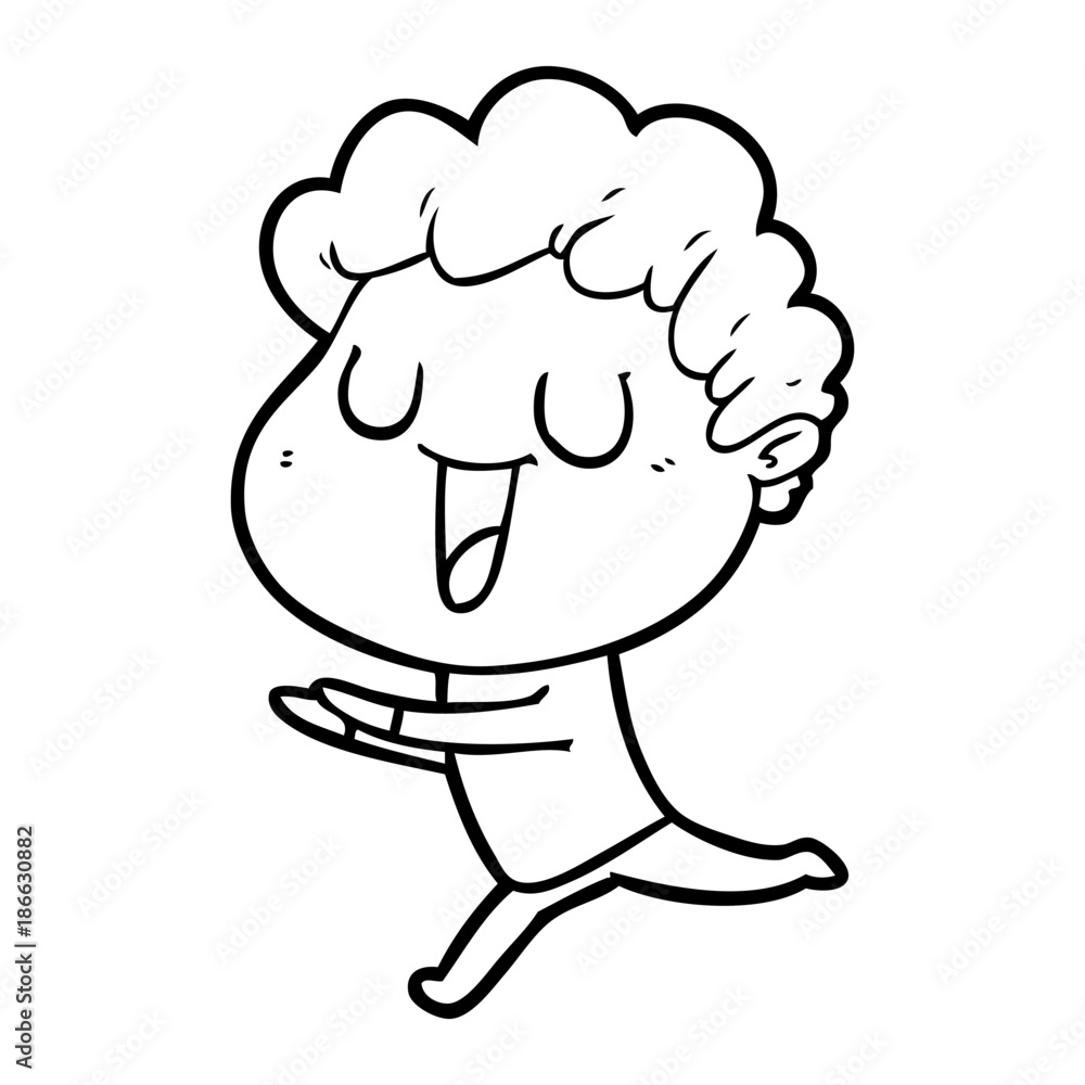 laughing cartoon man running laughing cartoon man running