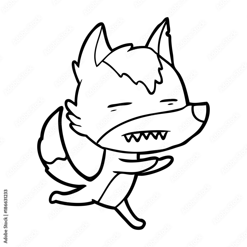 cartoon wolf showing teeth cartoon wolf showing teeth