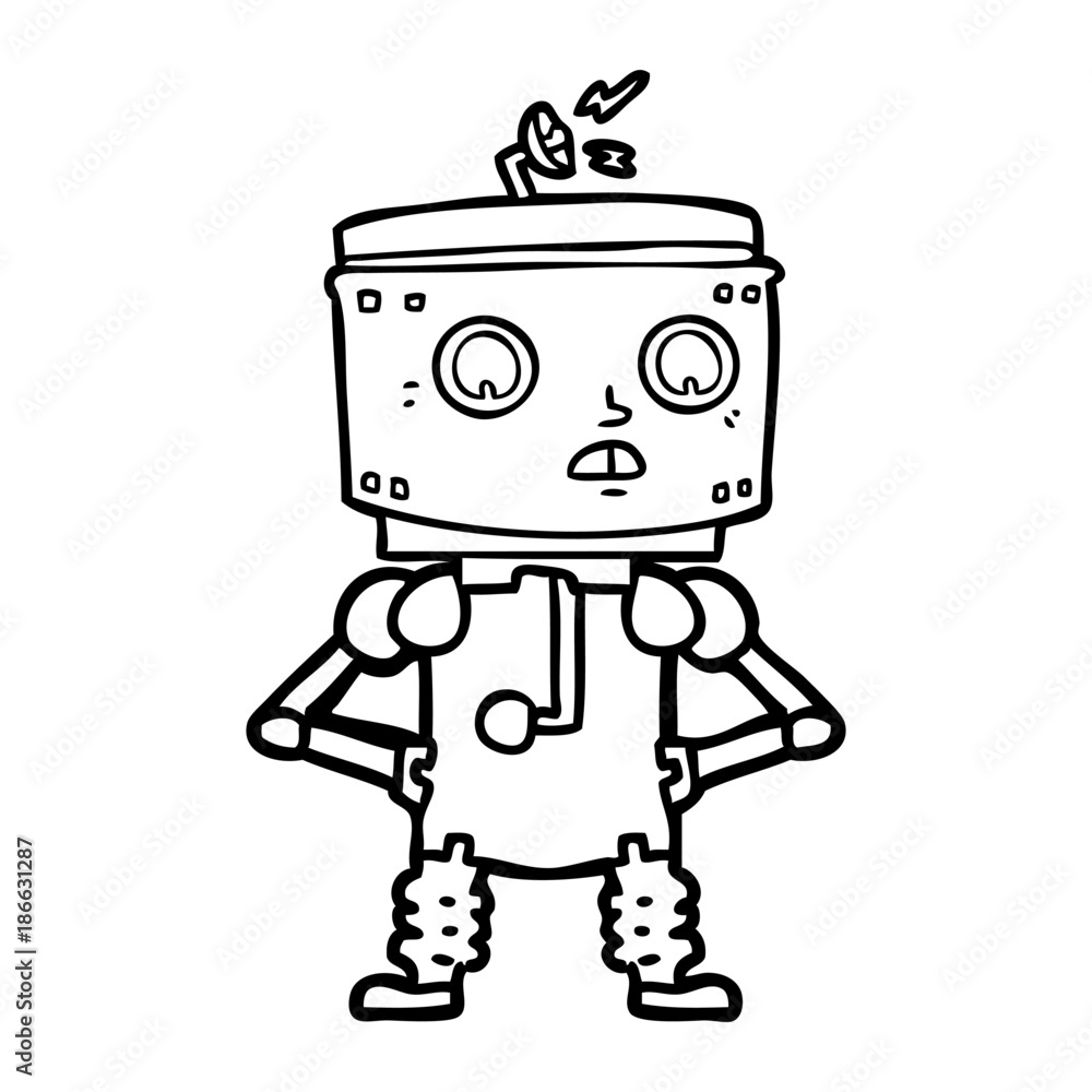 cartoon robot with hands on hips cartoon robot with hands on hips