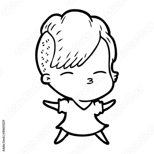 cartoon squinting girl