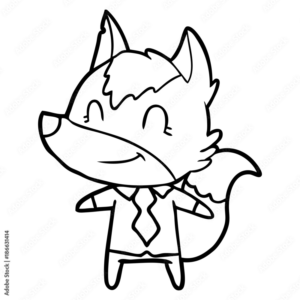friendly cartoon wolf office worker friendly cartoon wolf office worker