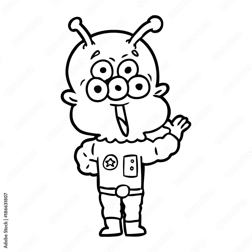 happy cartoon alien waving happy cartoon alien waving