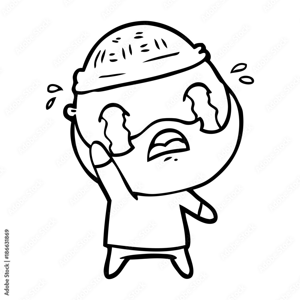 cartoon bearded man crying waving goodbye cartoon bearded man crying waving goodbye
