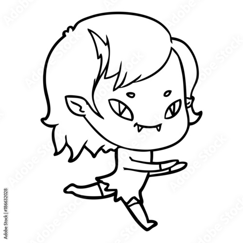 cartoon friendly vampire girl running