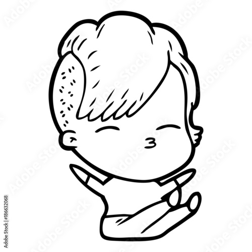 cartoon squinting girl