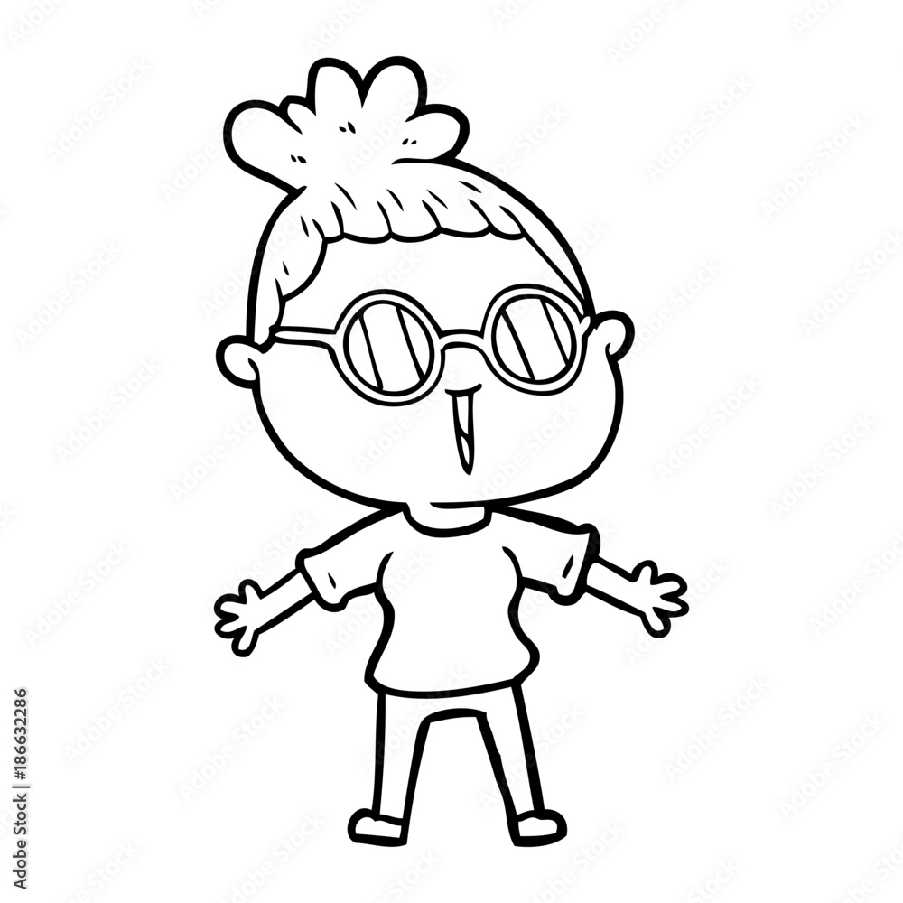 Fototapeta premium cartoon woman wearing spectacles